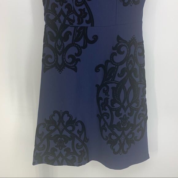 Chico's Navy Flocked Mock-Neck Sheath Dress - Picture 6 of 12